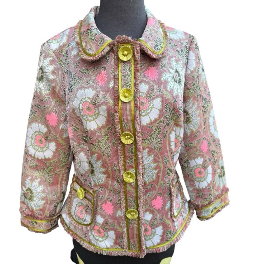 Y2K Et Cetera Floral Tapestry Jacket Boho Indie Statement Buttoned Coat Size 10